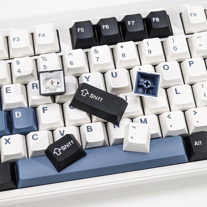 KBDiy Arctic PBT Double Shot Keycap Set,174 Keys Retro Blue Custom Key Cap Keycaps 60 Percent Cherry Profile Keycaps for 61/64/68/84/87/100/104/108 Mechanical Keyboard - Image 4